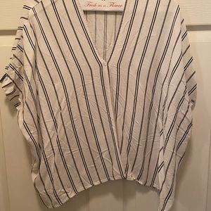Short sleeved striped linen shirt.